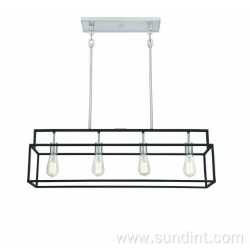 4 Light Island Light Steel Linear Lantern Light